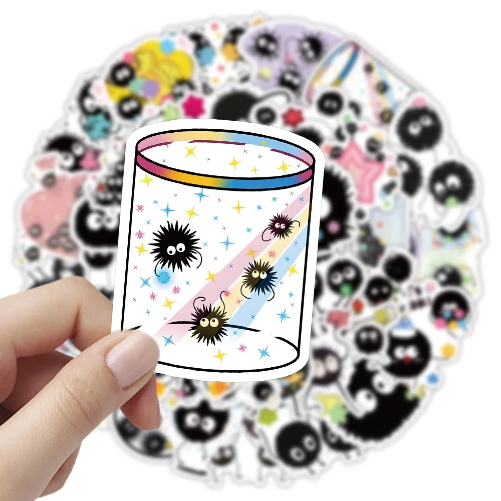 50 قطعة من ملصقات الدخان الأسود Elf Soot Sprites الكرتونية اللطيفة على الجدران ملصقات مقاومة للماء