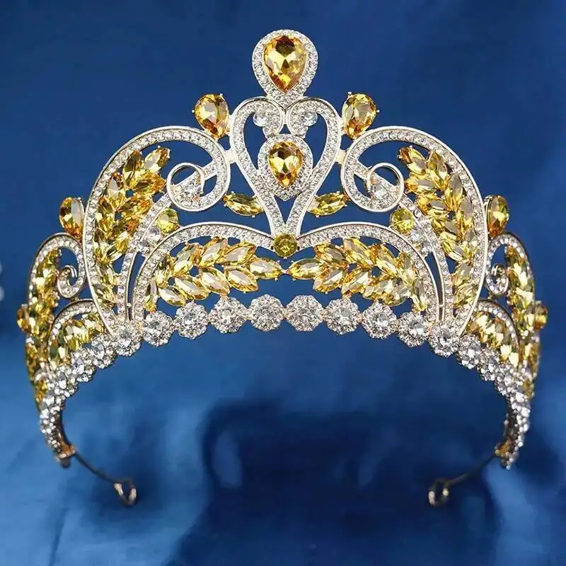 Elegant Blue Wedding Hair Jewelry Bridal Crown For Brides Tiaras And Crowns Prom Pageant Headpiece Birthday Head Accessories