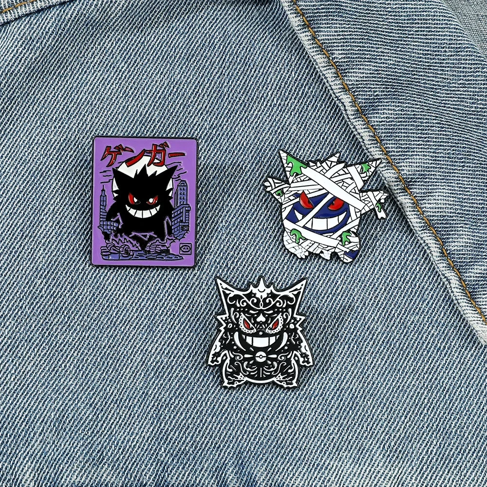 Pokemon Mummy Style Gengar Metal Brooch Anime Figure Clothing Pin Bag Backpack Badge Decoration Accessories Children's Toy Gifts