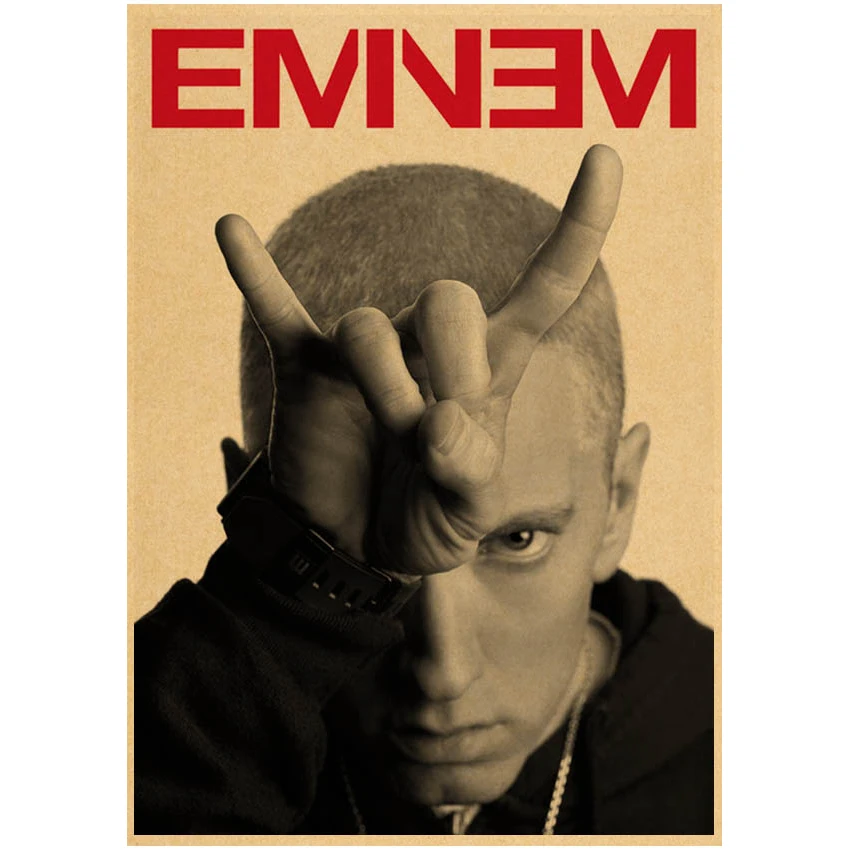 Retro  Rapper Eminem the Famous American Art Poster  Kraft Paper Sticker  Room Bar Cafe Room Wall Decor