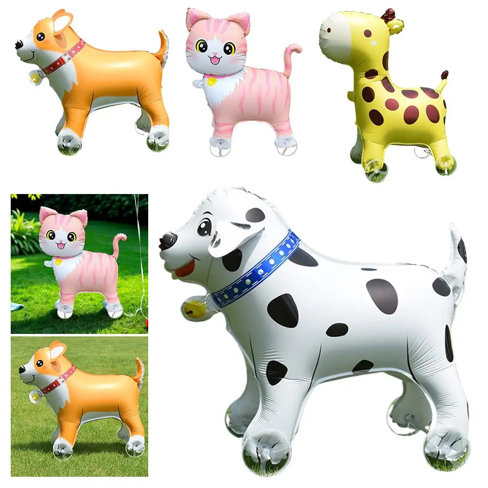 Walking Animal Foil Balloons With Wheels Cartoon Moving Balloon For Kids Birthday Party Decoration Baby Shower Toy 1PC