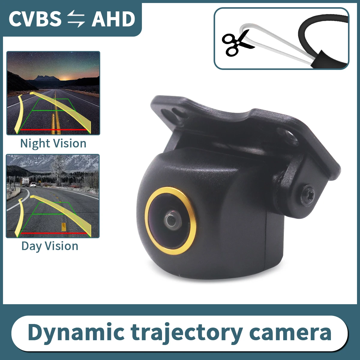 

170 ° Золотой объектив AHD Автомобильная камера заднего вида Fisheye HD ночного видения Водонепроницаемая резервная камера для парковки автомобиля