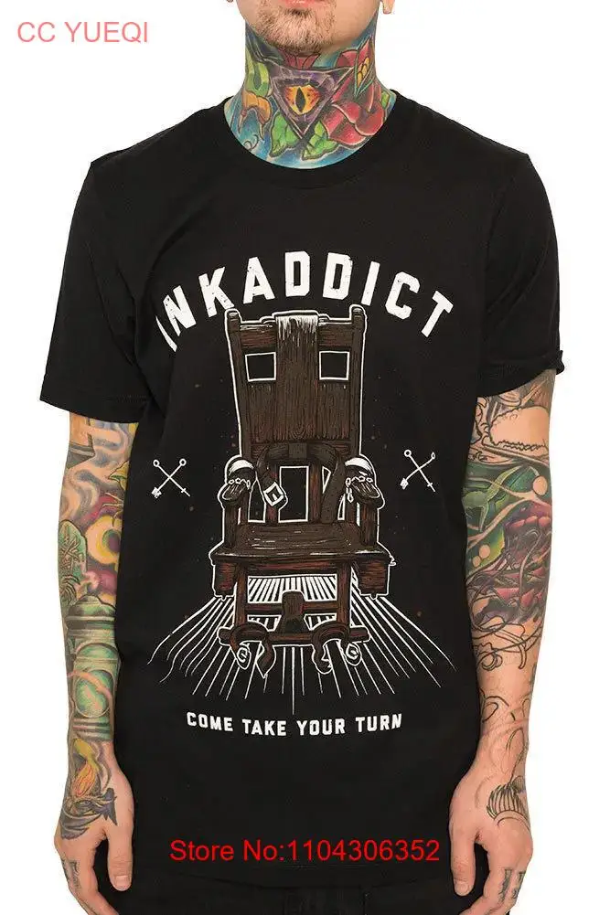 Ink Addict Take Your Turn Tattoo Chair Gothic Punk Rock Urban Mens Tee Shirt long or short sleeves