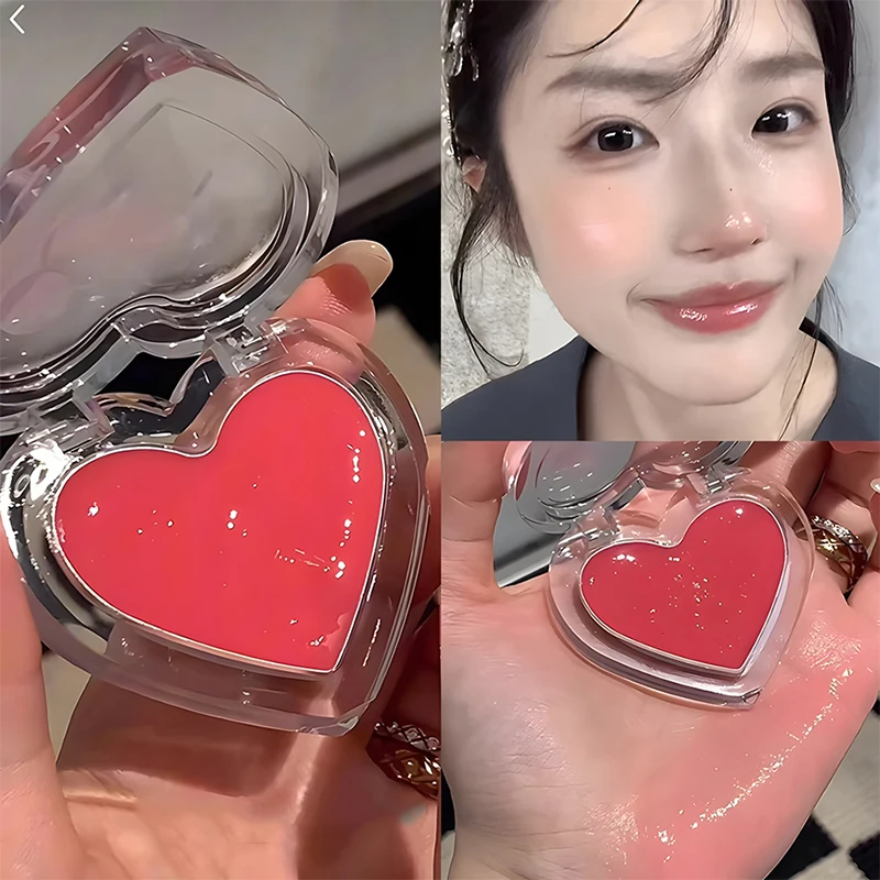 Love Powder Blusher Cream Clear Crystal Jelly Cream Face Brightening Contouring Blusher Highlighter Stick Natural Watery Skin