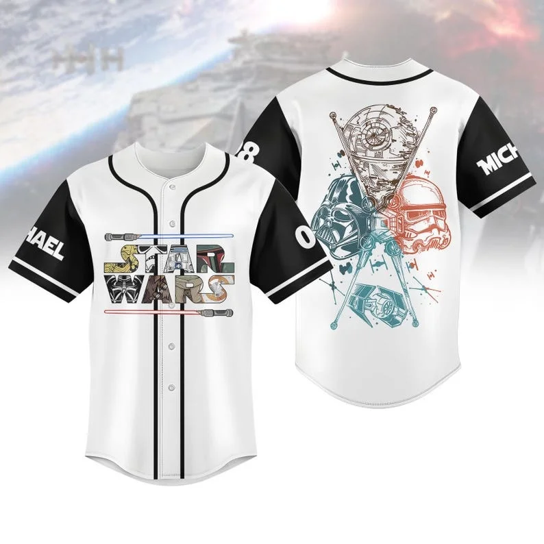 2026 New Star Wars Black Knight Stormtrooper Retro Sketch Baseball Shirt Men's Sports Speed Dry Button Shirt Children's T-shirt