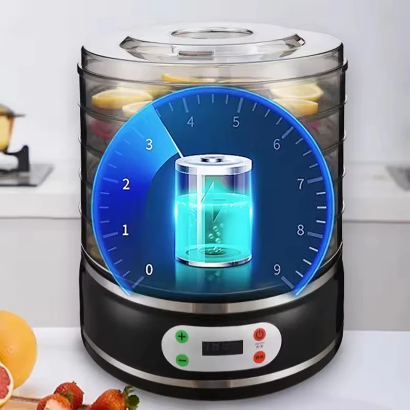 Adjustable Temperature Electric Fruit Dehydrator 5-Tray Stainless Steel Home Food Dryer