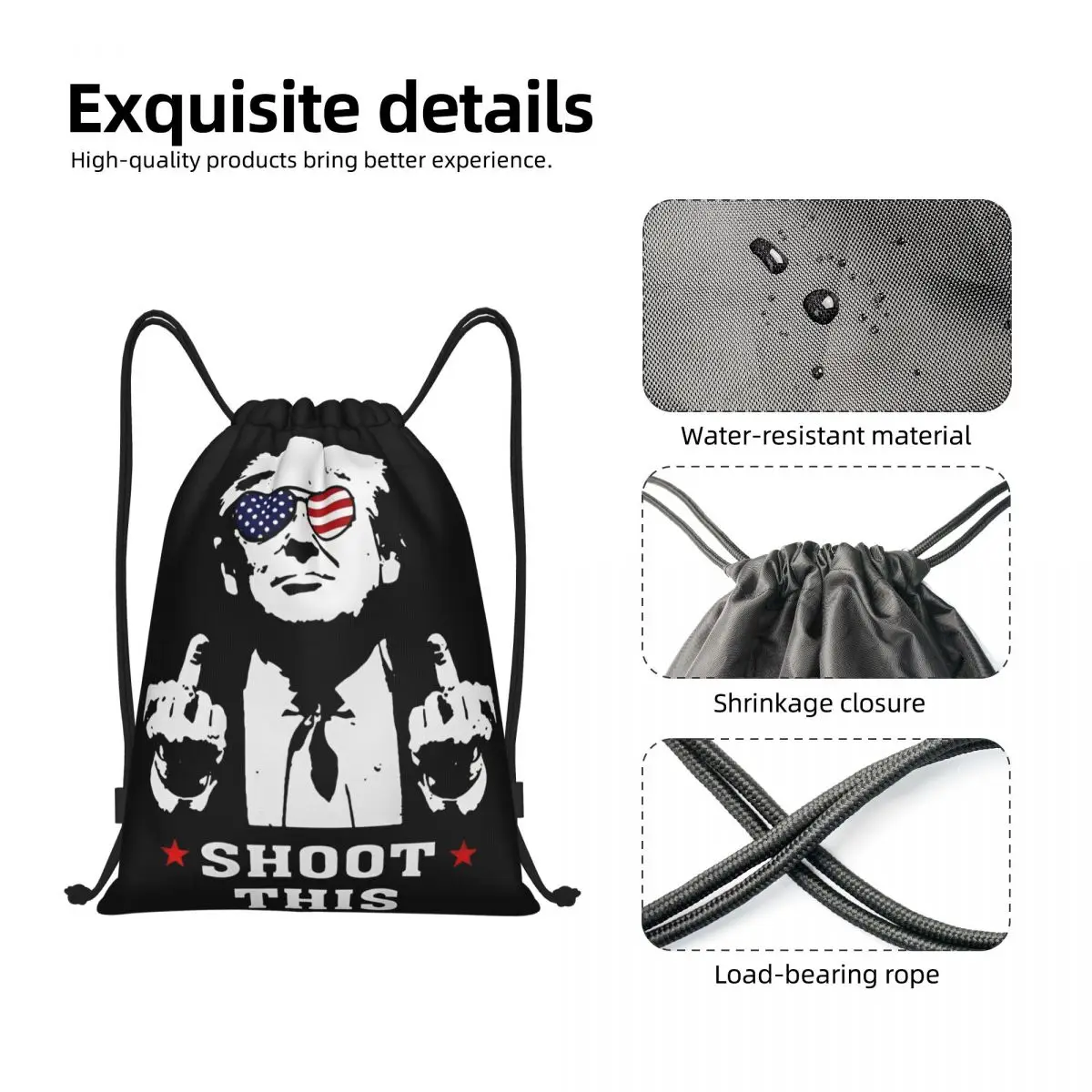 Donald Trump Shoot Deze Tas Met Trekkoord Rugzak Sport Gym Sackpack Waterbestendig 2024 Troef Voor President String Bags