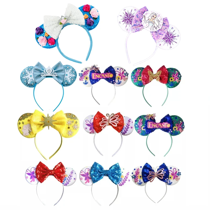 New Chic Mickey Mouse Ears Headband Girls Sequin Hair Bow Butterfly Hairband Cosplay Party Headwear Kids Festival Hair Accessory