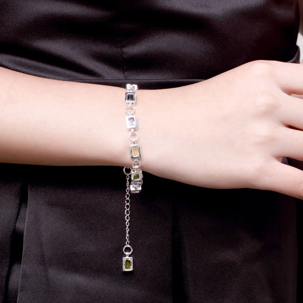 Großhandel 925 Sterling silber charme Armbänder nette Zirkon kette kristall Schmuck mode für frauen hochzeit dame