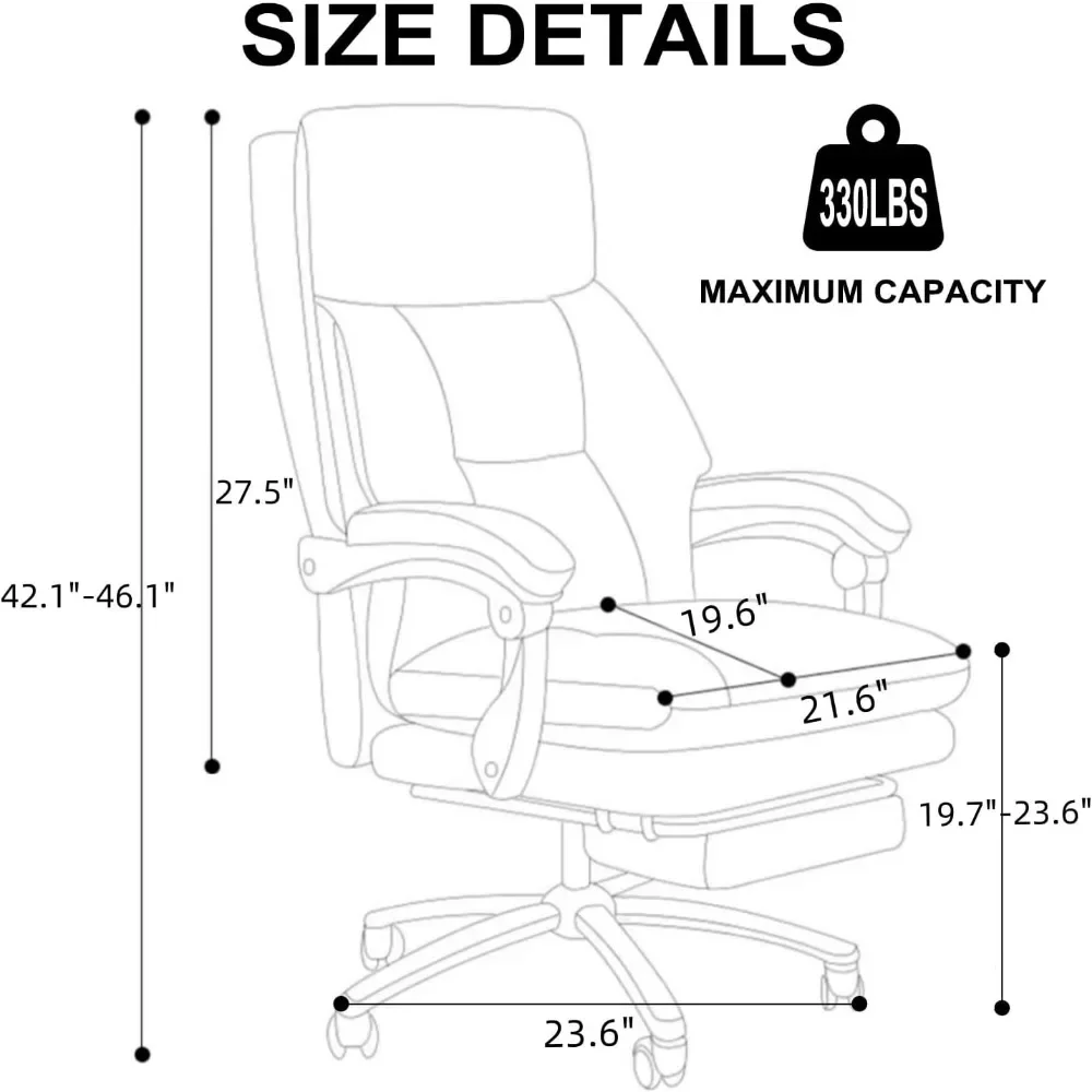 Executive Office Chair Comfortable Desk Chairs with Foot Rest High Back Reclining PU Leather Work Chair for Home Office Beige