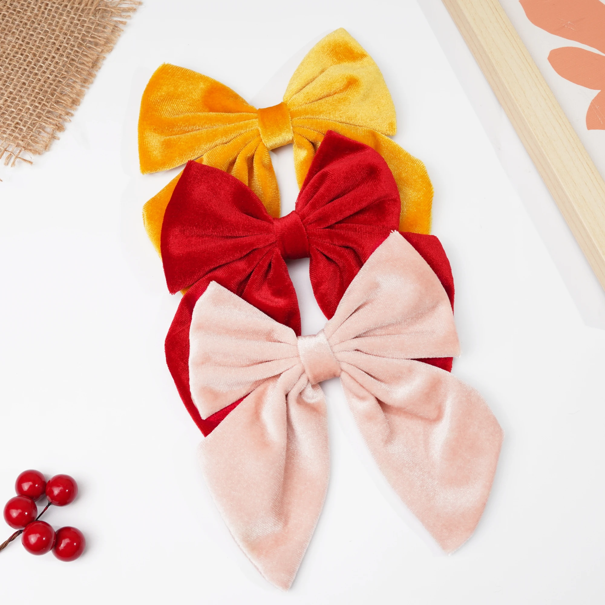 3Pcs 6 Inch Big Large Velvet Bows Velvet Hair Bows Clips French Hair Barrettes Vintage Accessories for Teens Girls Women