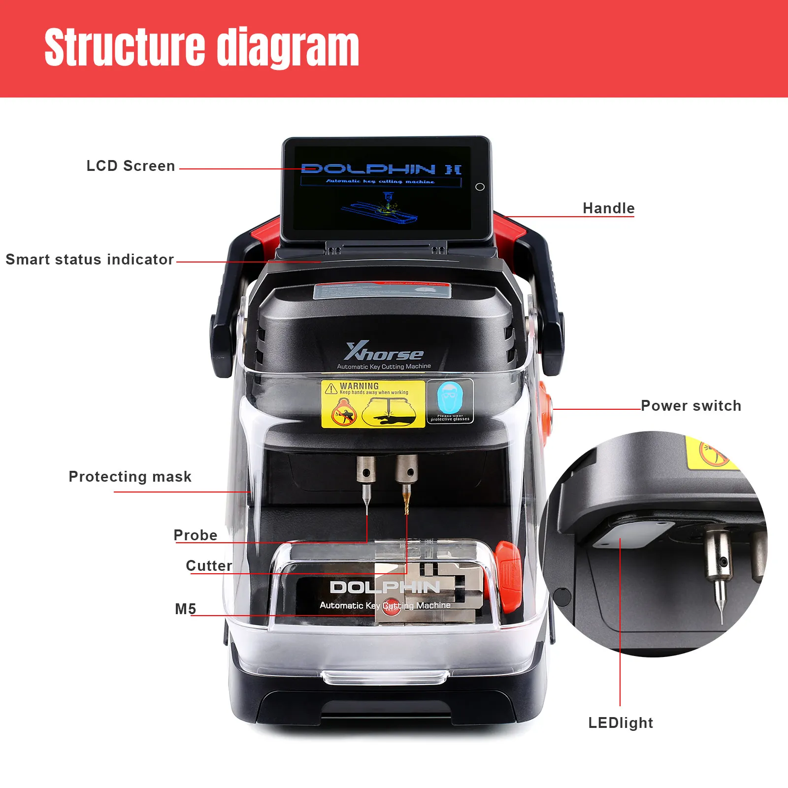 Xhorse Dolphin II XP-005L XP005L Key Cutting Machine with HD Screen & Built-in Battery