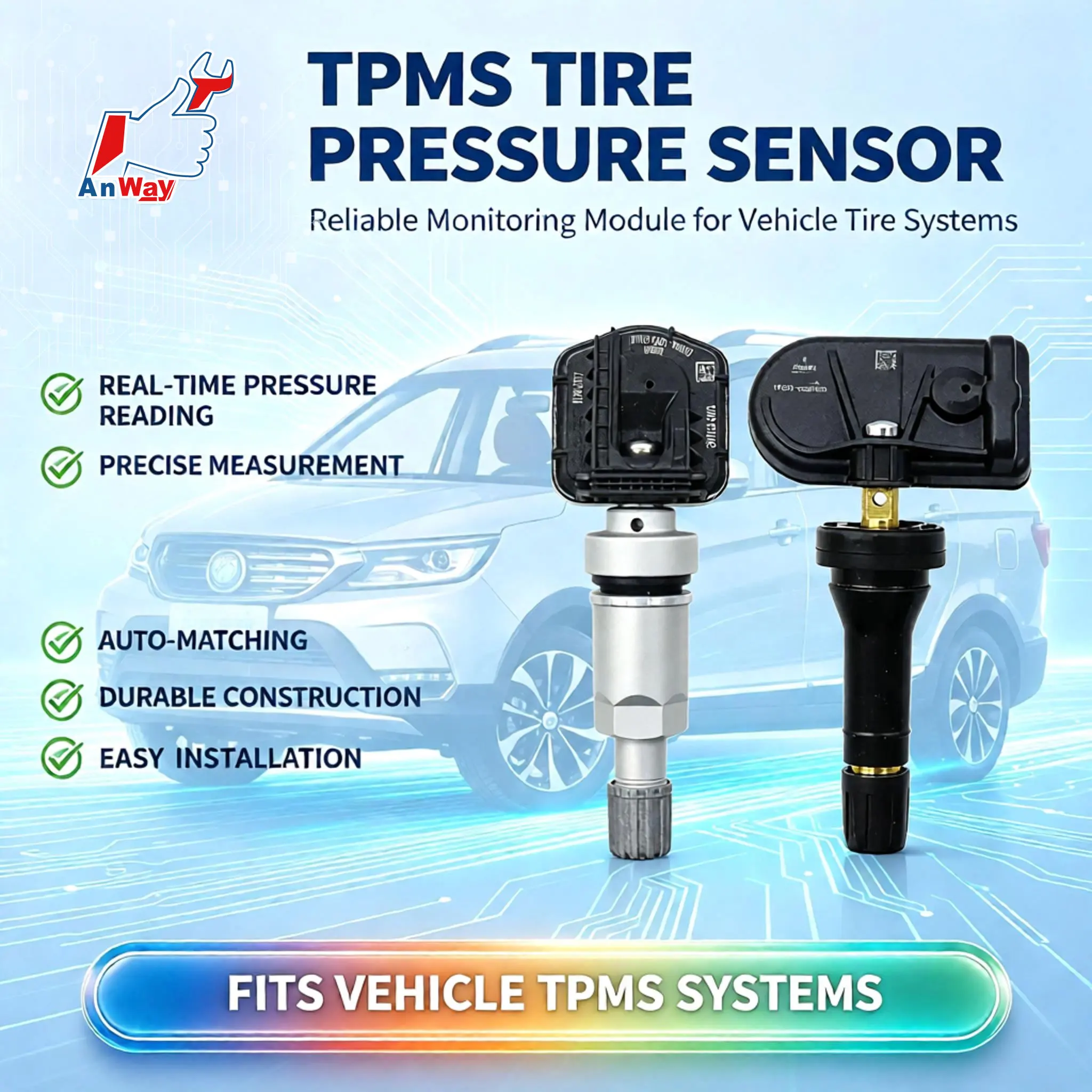 Custom Fit Car Tire Pressure Sensor For Chery KARRY K60 2017-2021 Replacement TPMS Sensor Auto Learn Tire Monitor System