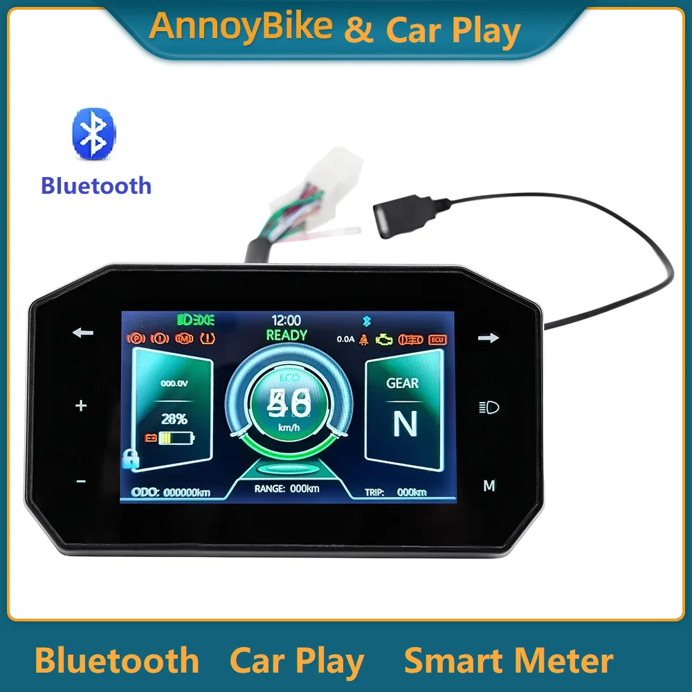 LCD Display with Bluetooth Car Play Smart Meter Electric Bicycle Motorcycle