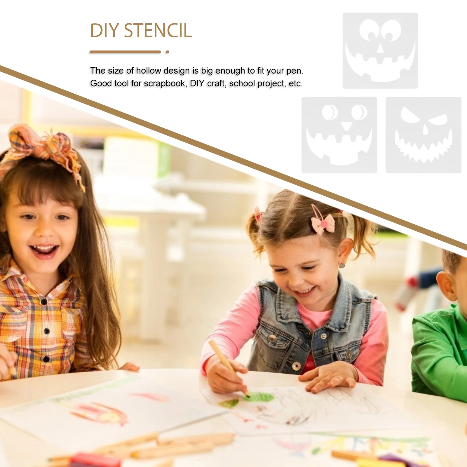 25 peças estêncil de spray de abóbora Halloween DIY fornecimento de pintura plástica modelo infantil criança