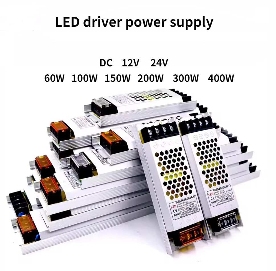 

Ultra-Thin Quiet LED Power Adapter AC190V-240V to DC12V 24V Transformer Driver for LED COB WS2811 2815 2814 Light Strips