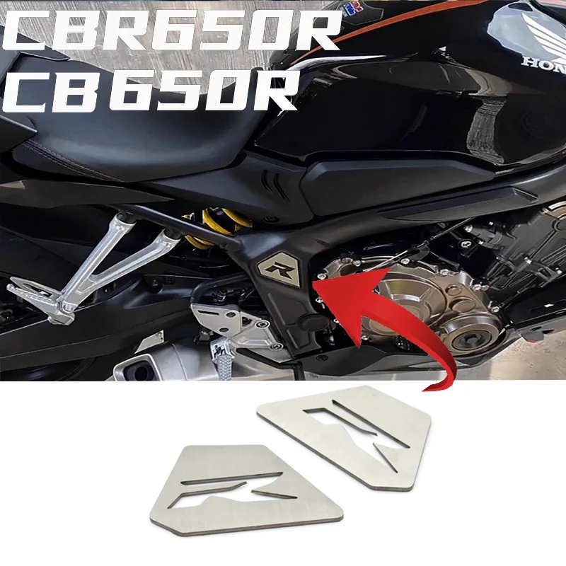 

For Honda CBR CB Stainless Steel Frame Filler Decals Side Covers Stickers Motorcycle Accessories R CBR650R CB650R 650R 650 2024