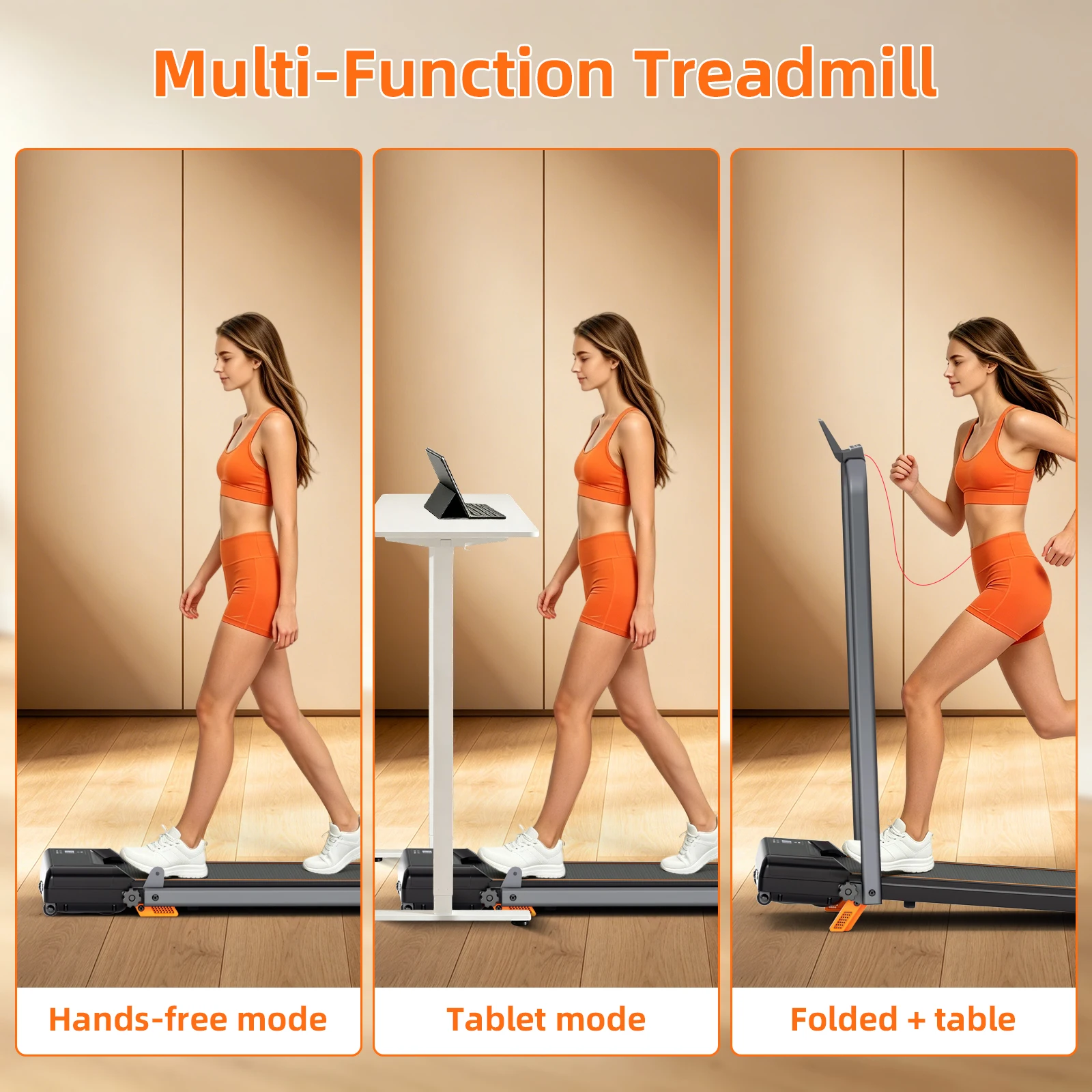 Indoor Foldable Handrail Treadmill for Walking & Jogging, 3.0HP Peak Household Fitness Running Machine with Manual 12% Incline Adjustment, Low Noise LED Display Home Workout Equipment, 330LBS Bearing Capacity for Daily Body Exercise