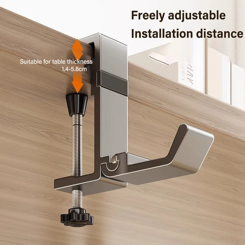 Thickened Adjustable Desk Edge Hook Headset Desk Hanger Backpack Storage Hanging Hook Holder Punch-free Home Office Organizer