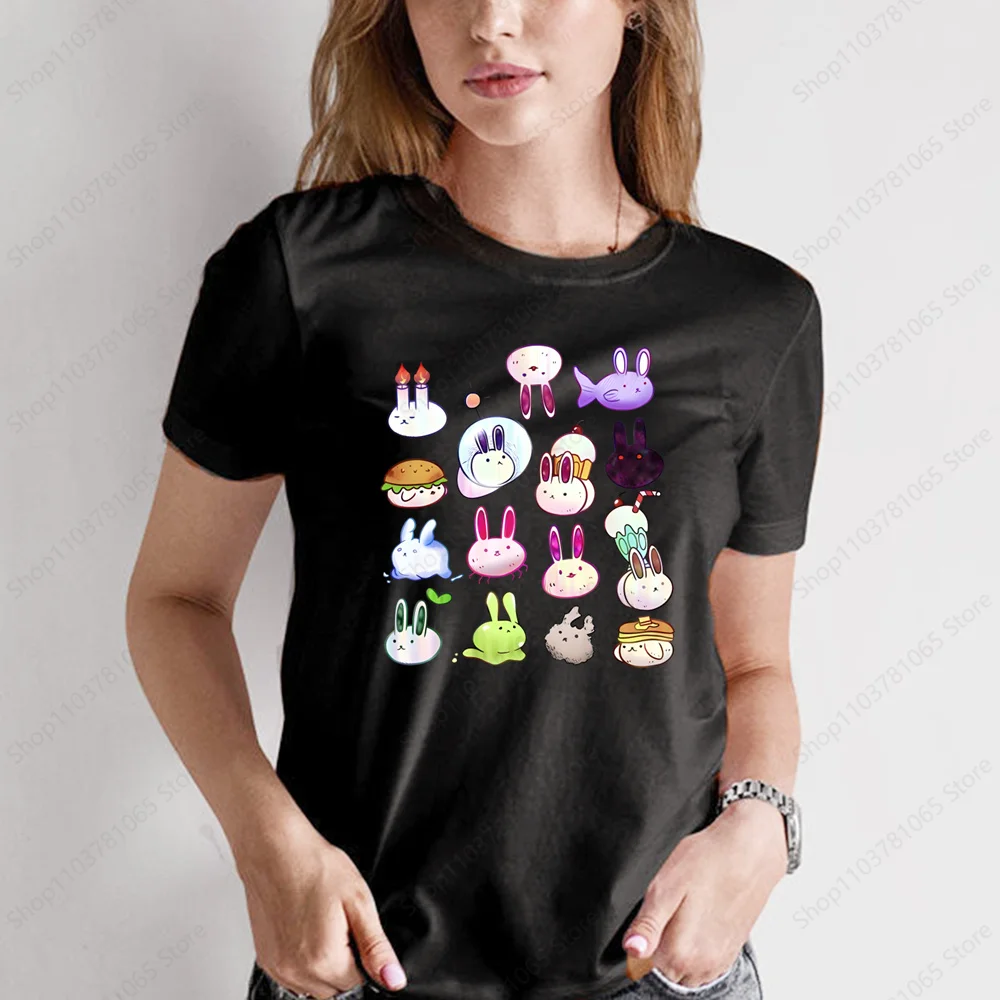 Omori Game T-shirt for Women Short Sleeve Ladies Anime Neutral Cat Tops Cartoon T Shirt Printed Black T Shirt Women Tees