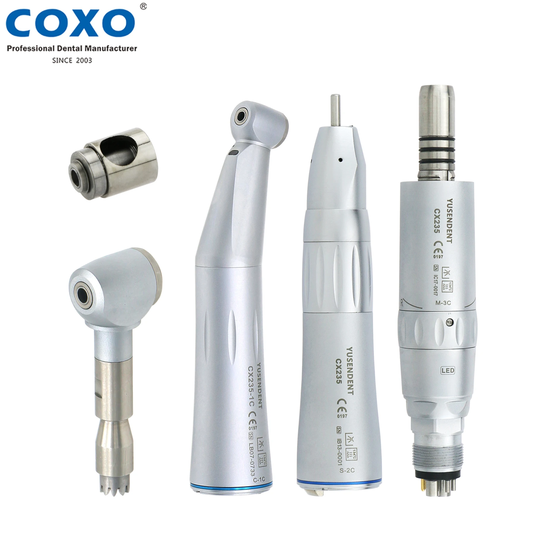 

COXO YUSENDENT Dental Low Speed 1:1 Fiber Optic Contra Angle/Straight/6 Hole Air Motor Handpiece CX235 For NSK KAVO