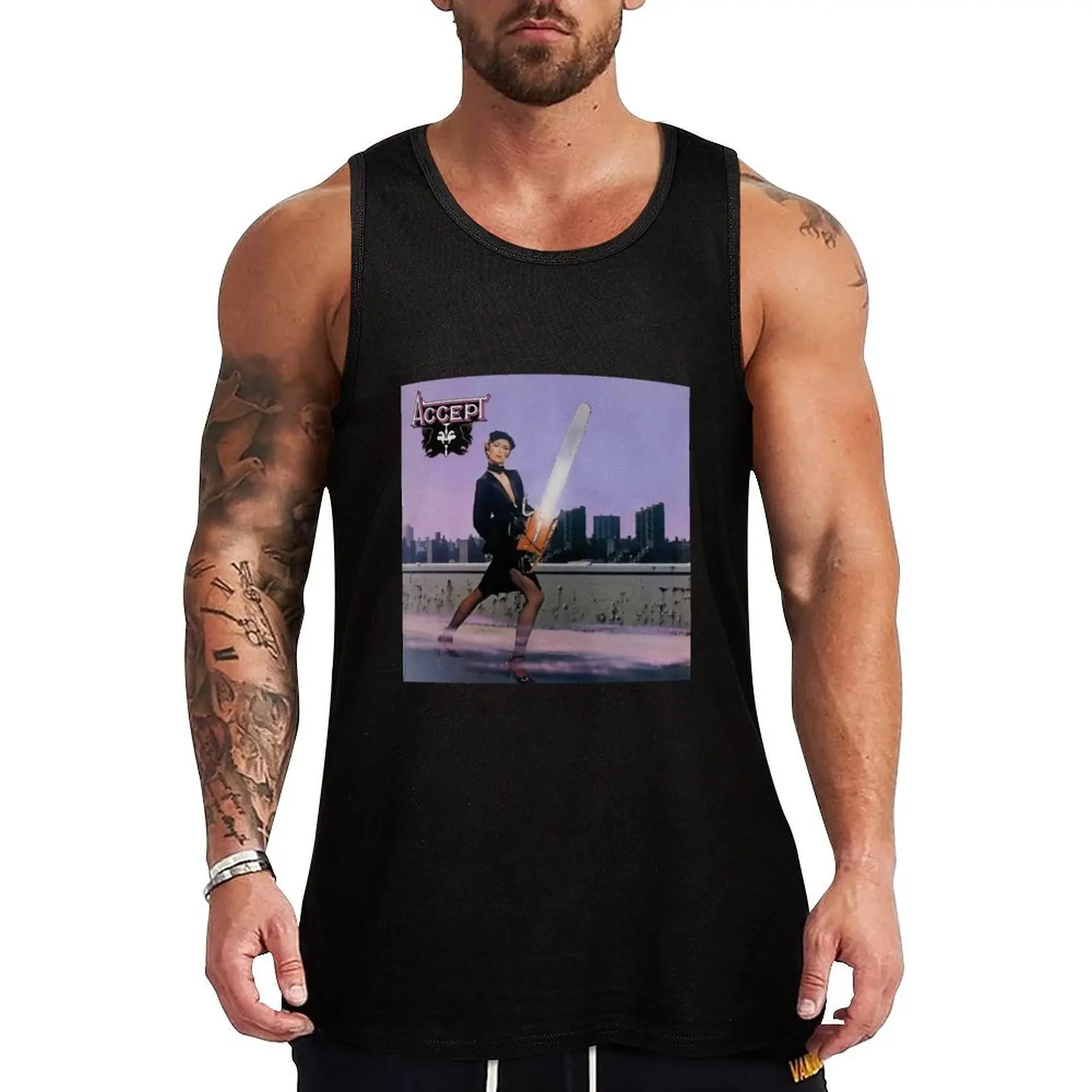 

Accept Tank Top sleeveless gym shirt man fitness sports clothes for men Men's gym clothing clothes for men summer