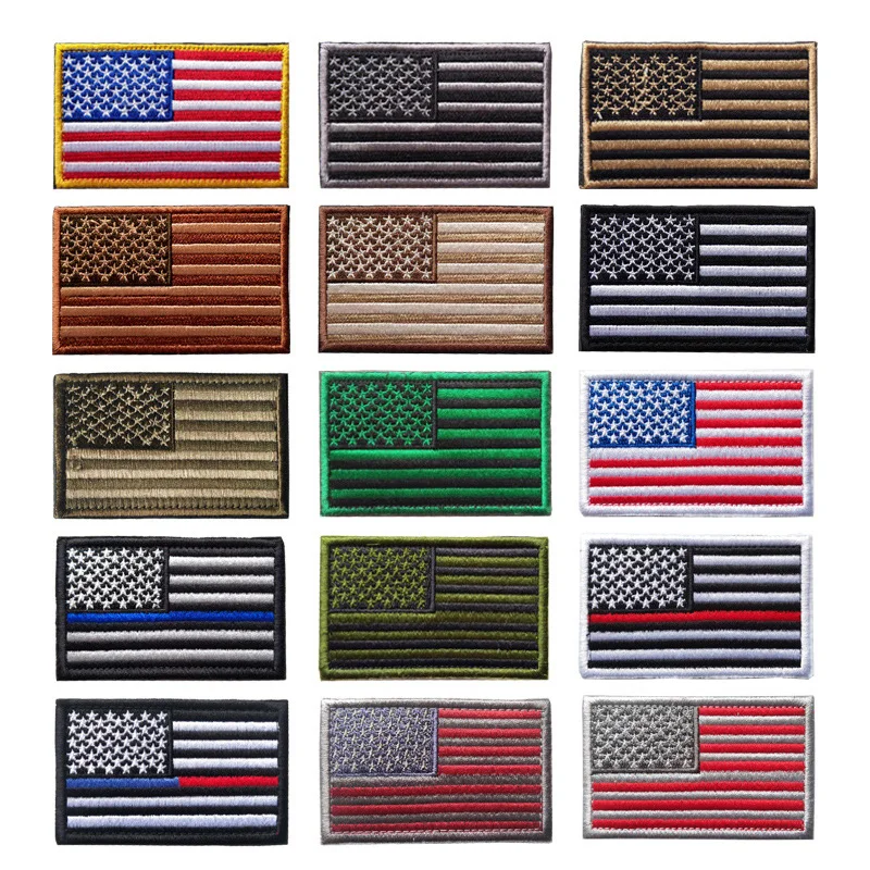America USA national flag Team Logo Badge Embroidery Hook Loop Outdoor Chapter Patches Military Backpack Bag Stickers Appliques