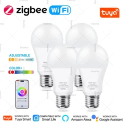 18W 15W Zigbee Smart Led Light Bulbs WiFi RGB E27 Smart Lamp RGBCW Bulb Lighting Works With Zigbee 3.0 Hub Alexa Google Home Z2M