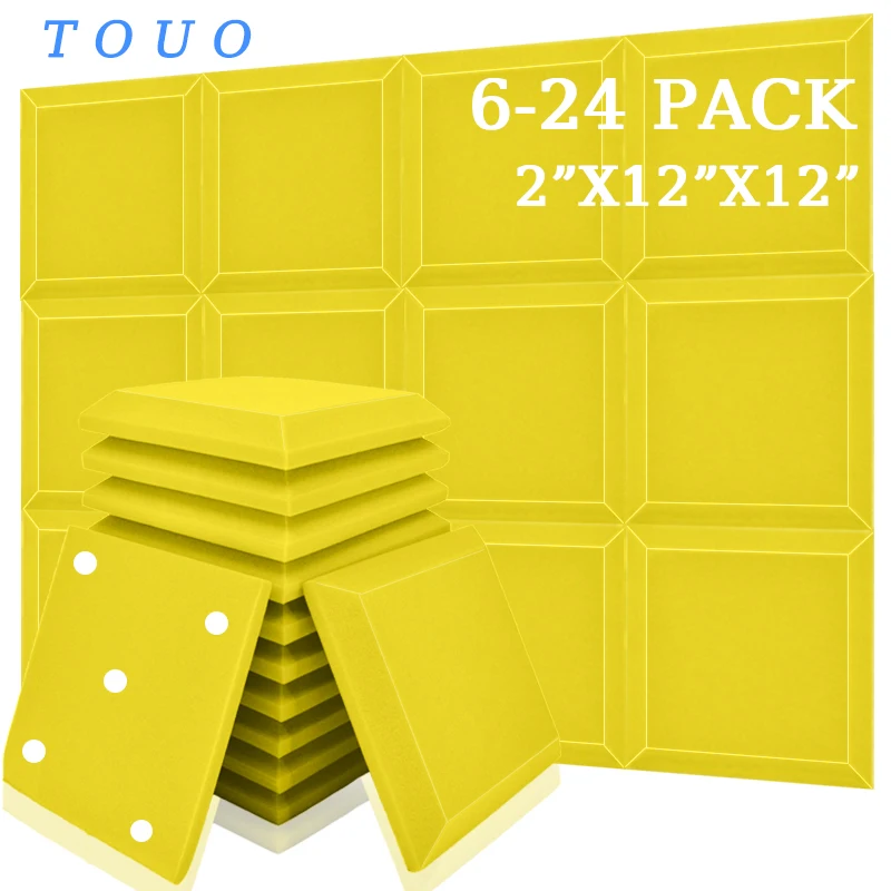 TOUO 6/12/24 Pcs Acoustic Foam Studio Large Square Hypotenuse Sound Foam High Density Sound Absorbing Panel Home Accessories