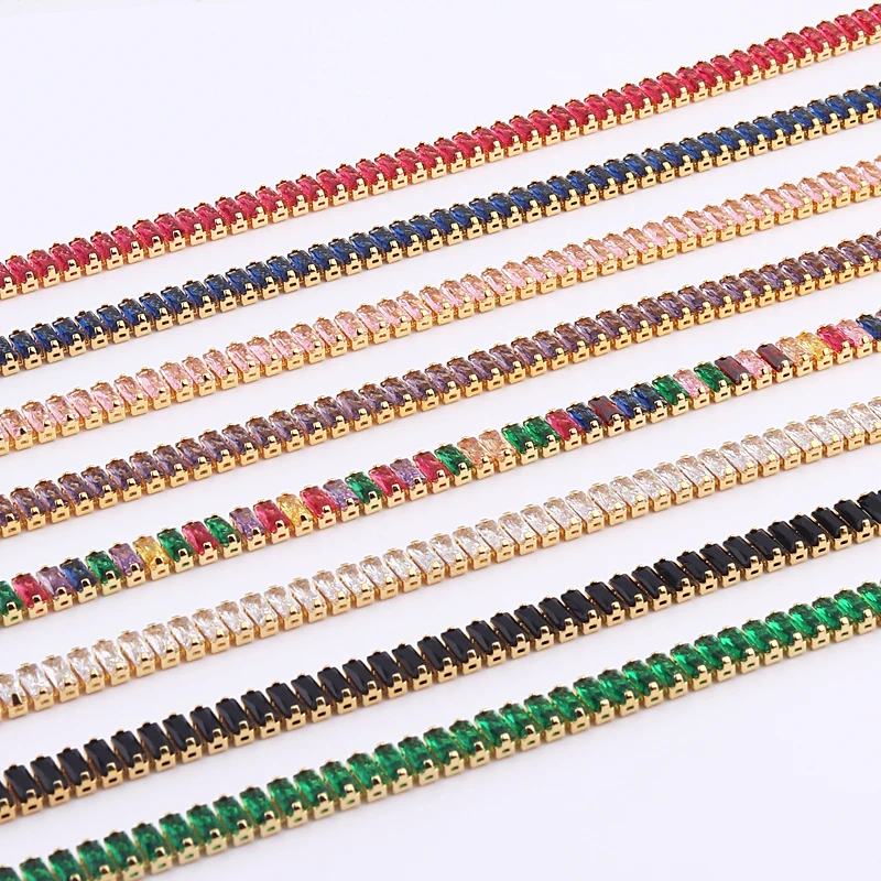 Mix Style Colorful CZ Tennis Chain Necklace Rainbow Cubic Zircon Gold Choker Crystal Necklace For Women collares para mujer