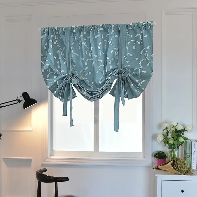 Printing Roman Blinds Short Kitchen Door Tie Up Curtains Blackout Shade Short Curtain for Kitchen Window Valance Blackout