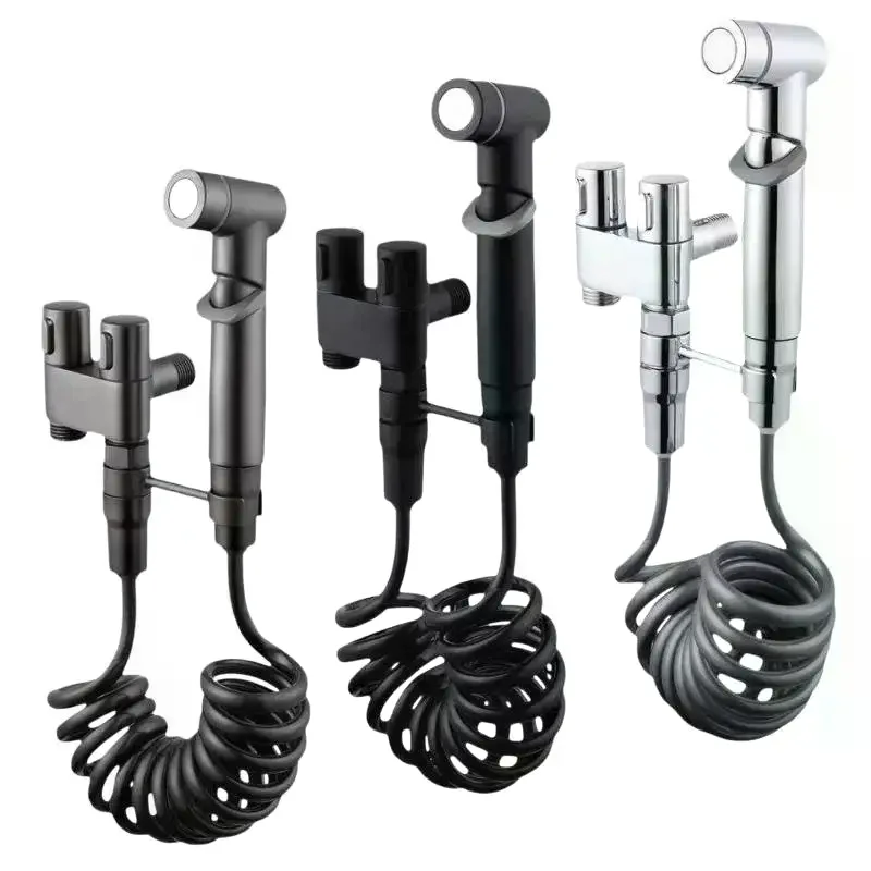 Complete Handheld Toilet Nozzle Pressurized Spray Suit Double Outlet  Sprayer for Bathroom Personal Hygiene Toilet Parts