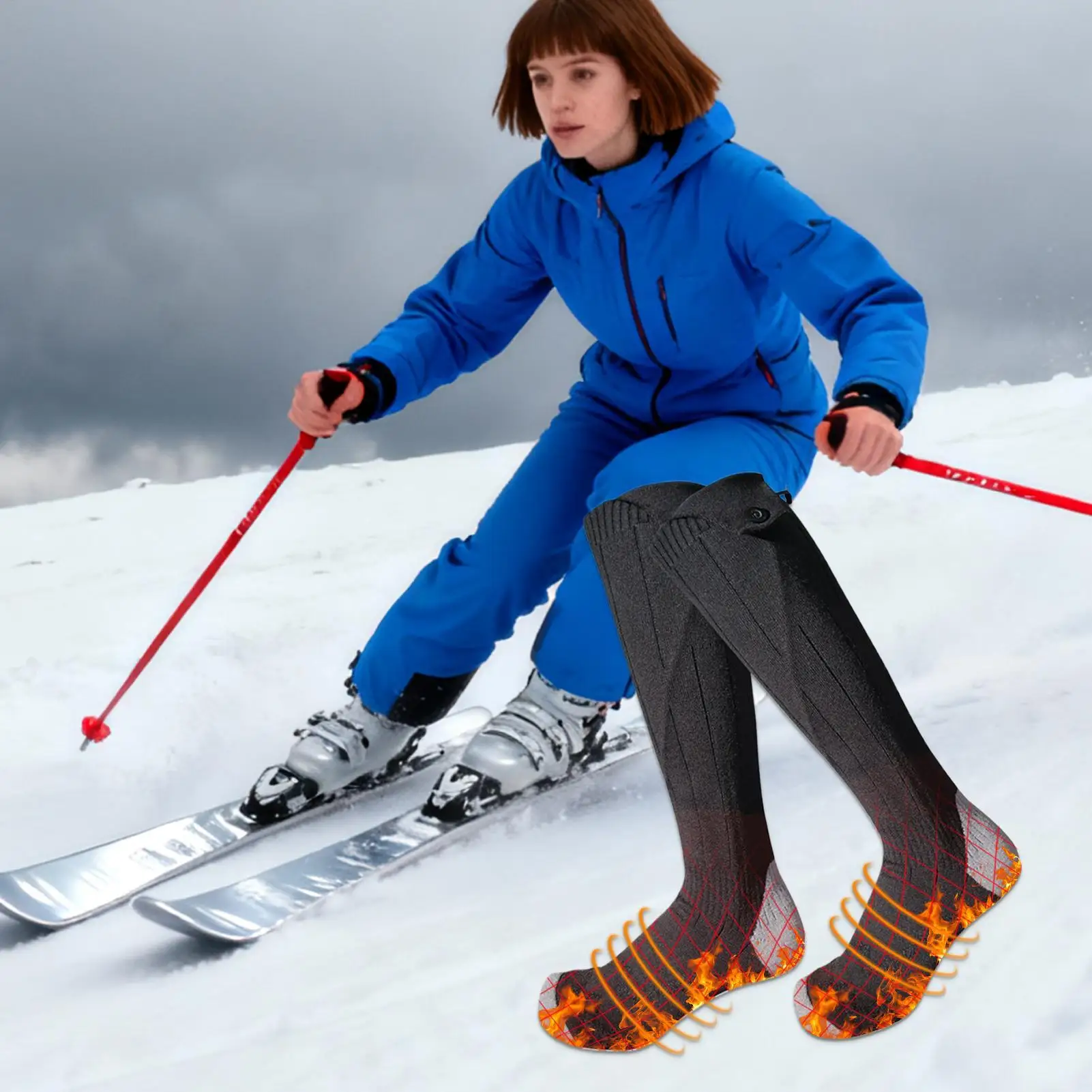 جوارب ساخنة للرجال اللاسلكي 4 مستويات قابلة للشحن تدفئة القدمين الشتاء الحرارية الصيد الجوارب للصيد في الهواء الطلق ركوب الصيد #3