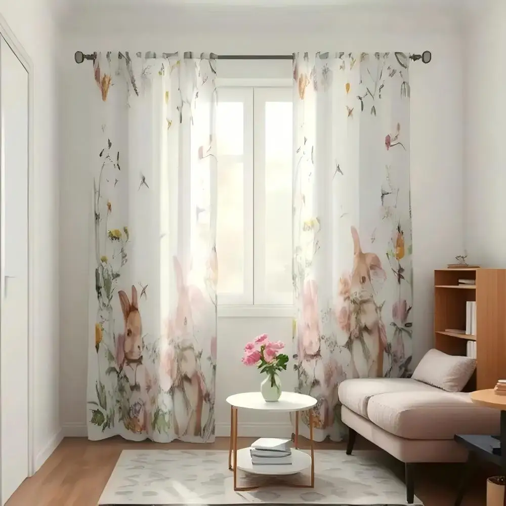 200015    Easter Series Digital Printing Curtains and Window Curtains