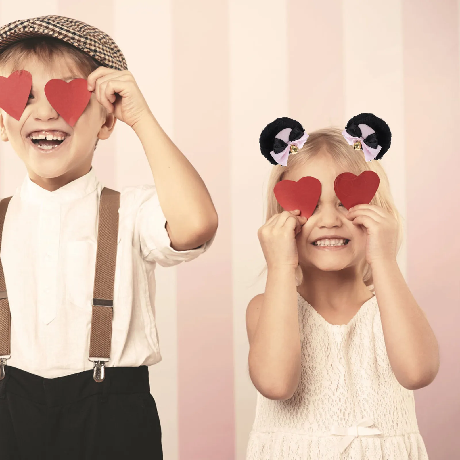 

Пара заколок для волос с медвежьими ушками и бантом, милые заколки-украшения для волос для подростков и женщин, для вечеринок, Хэллоуина, косплея