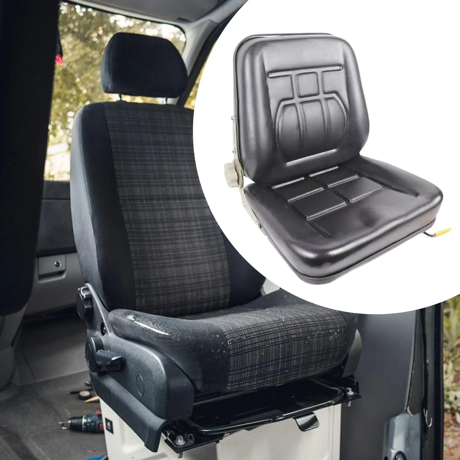 

Breathable Forklift Seat PU Leather Sponge Adjustable Tractor Mower Cushion for Engineering Machinery Applications