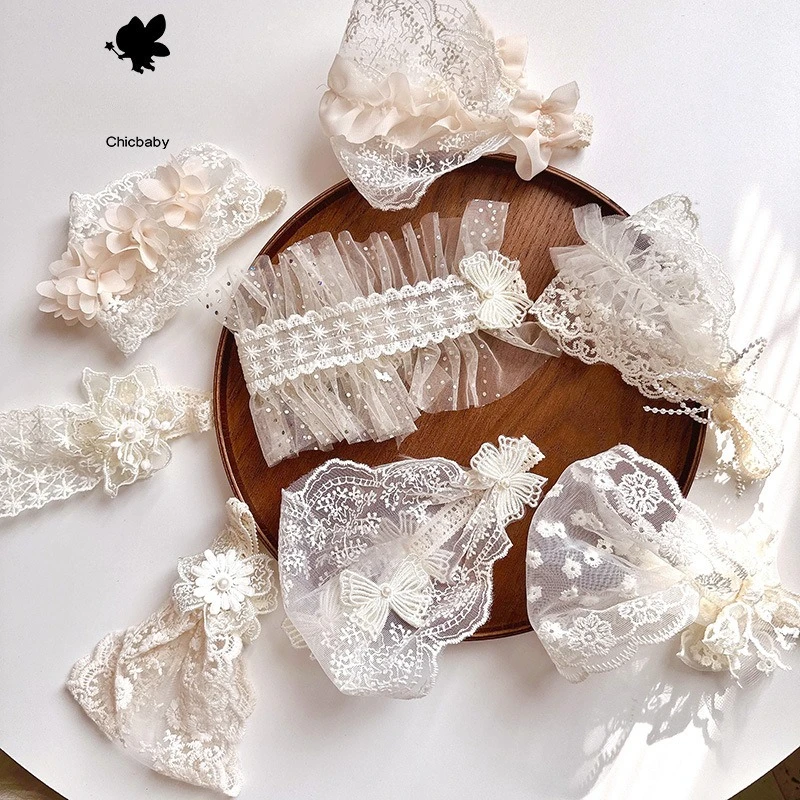 1 Piece Newborn Frence Style Lace Girl Headband Retro Mesh Gauze Embroidery Floral Infant Baby Headwear Photographyr Props
