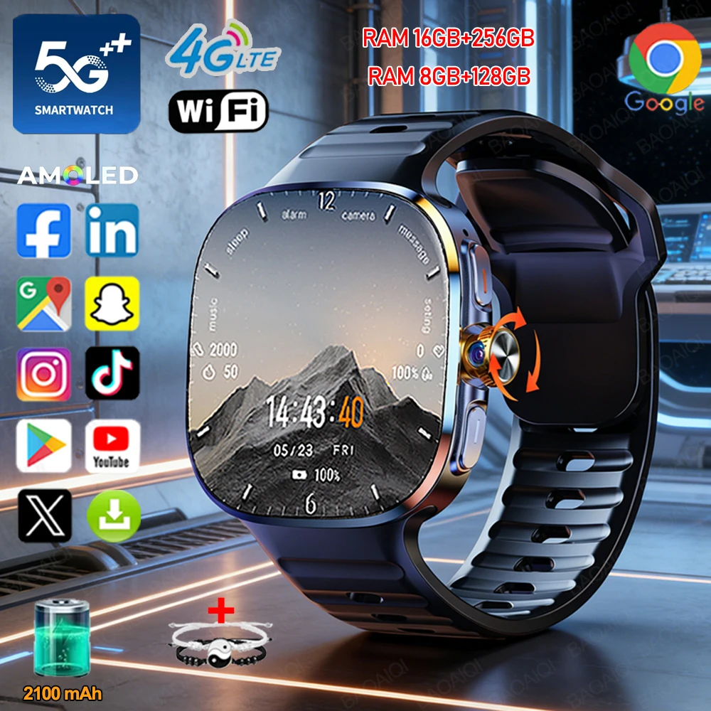4G/5G Insert Card Smart Watch 720*720 AMOLED Video Call HD Camera GPS...