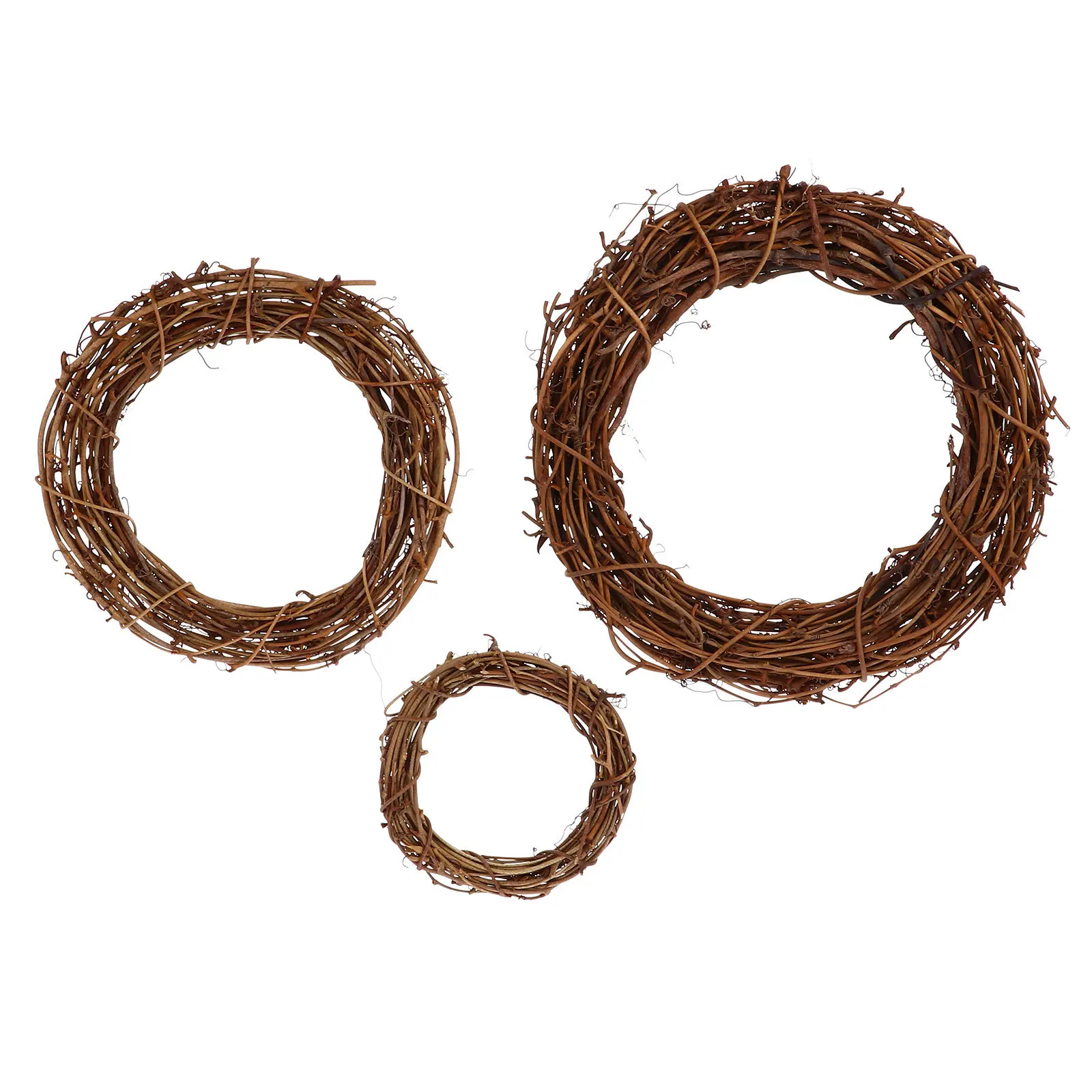 

3Pcs Natural Rattan Twig Garland Dry Flower Ring Decor for Seasonal Home Ornament Photo Frame Showcase Decoration