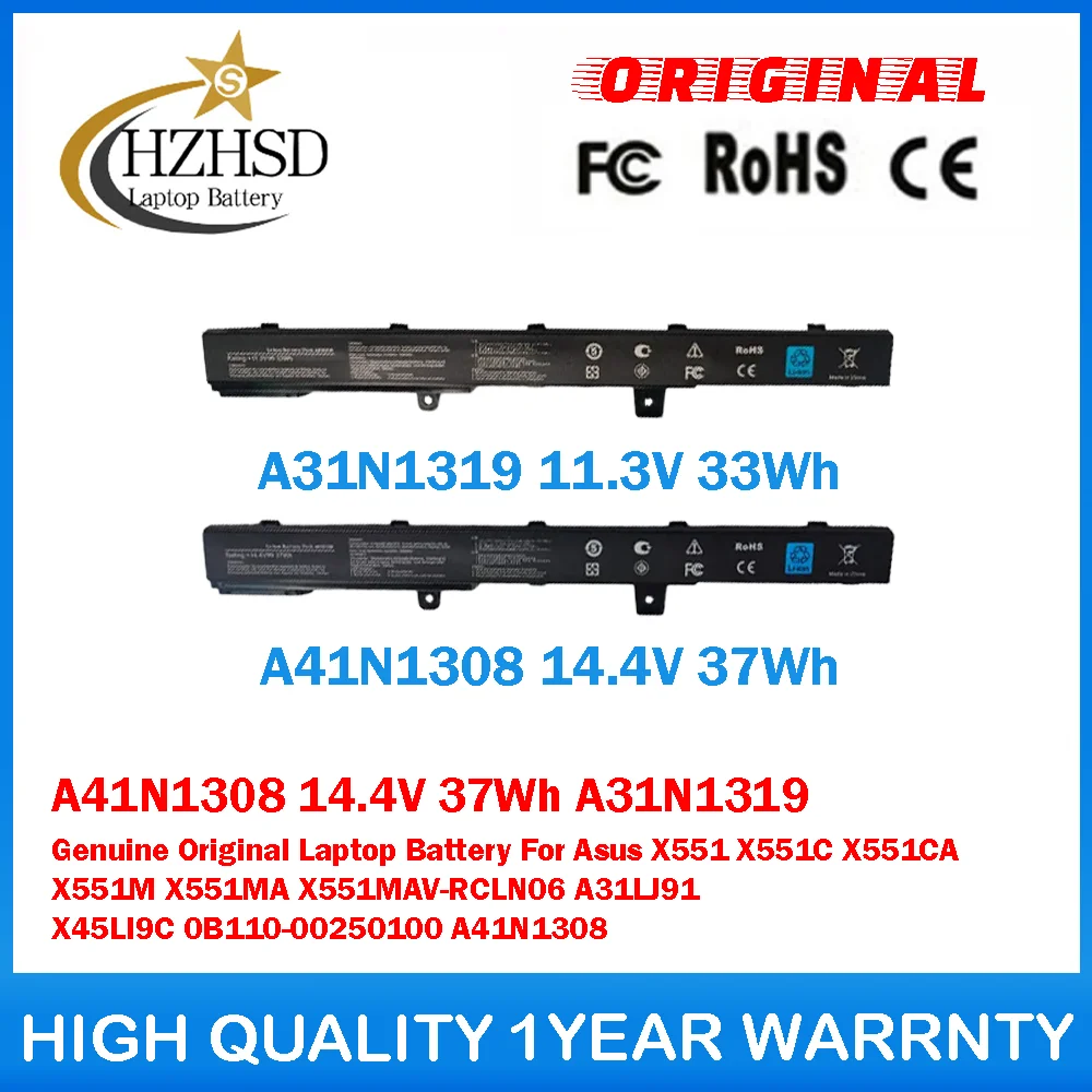 A41N1308 14.4V 37Wh A31N1319 11.3V 33Wh Genuine Original Laptop Battery ForASUS X451 X451C X451CA X551 X551C X551CA X551M X551MA