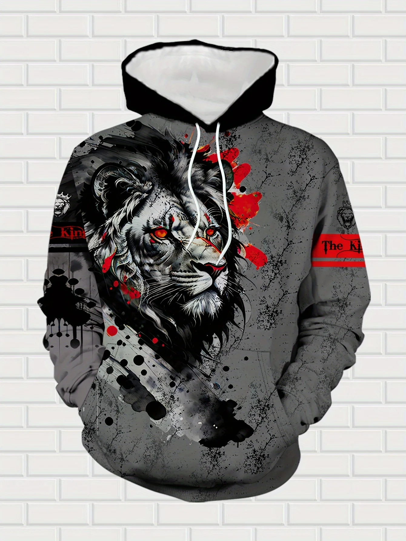 Fashion Trend Animal Print Long Sleeve Hoodie Men's Casual Sweatshirt Breathable Quick-Drying Versatile Crew Neck Sweater