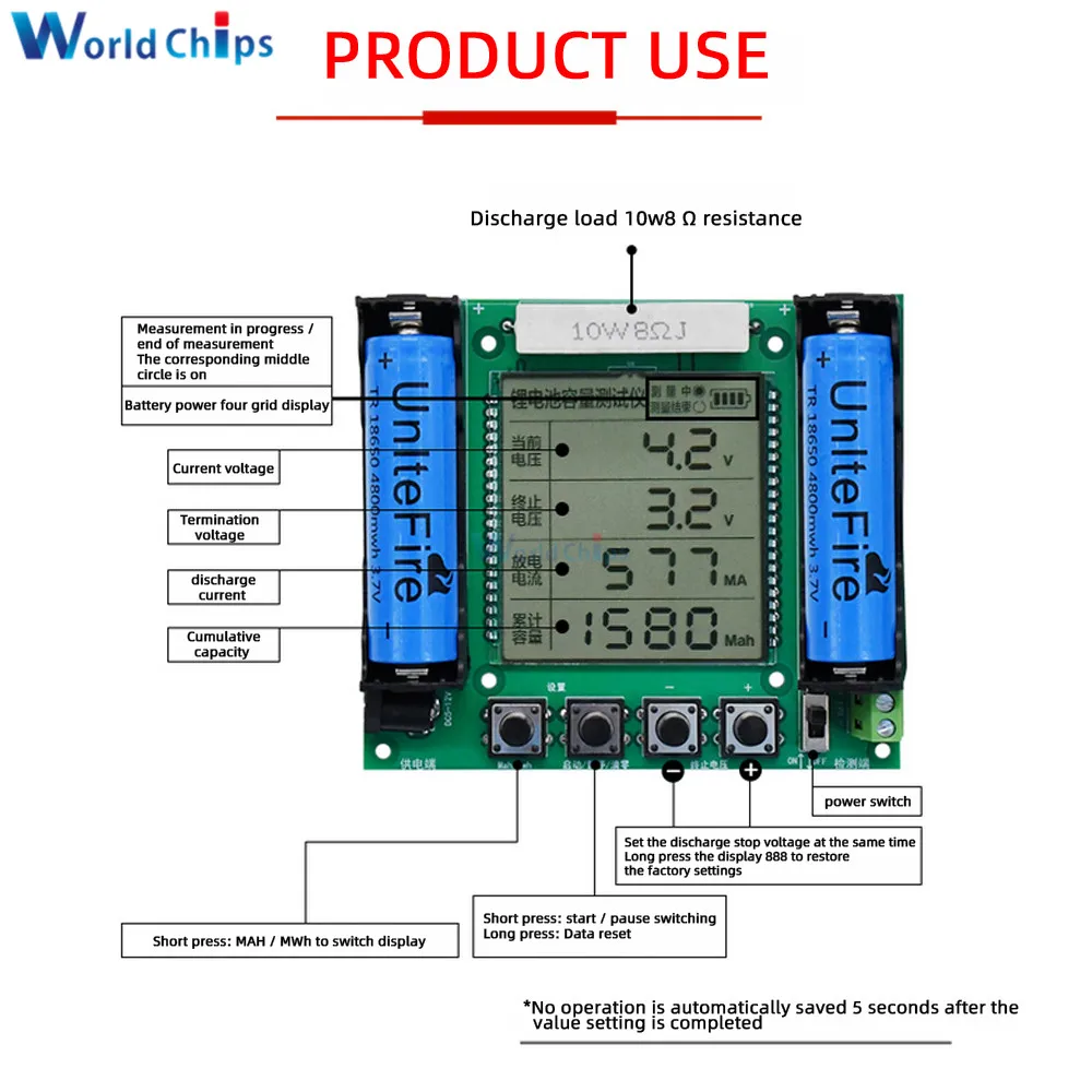 18650 Digital LCD Display Battery Capacity Tester Type-C Port XH-M240 XH-M239 Lithium Li-ion Battery Power Detector Module MAh