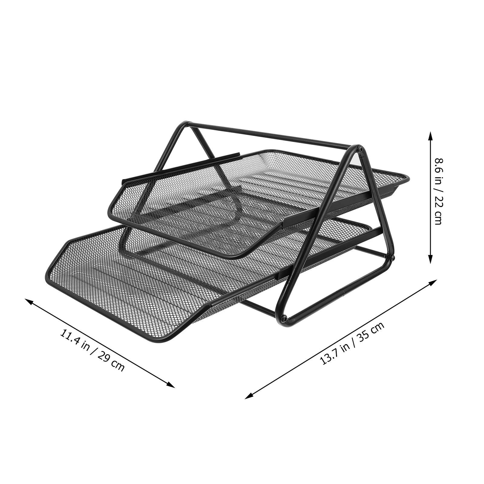 1Pcs File Holder Desk Organizer Metal Storage Rack 2-Tier Black Desktop Organizer for Documents Bills Postcards Mails Magazines