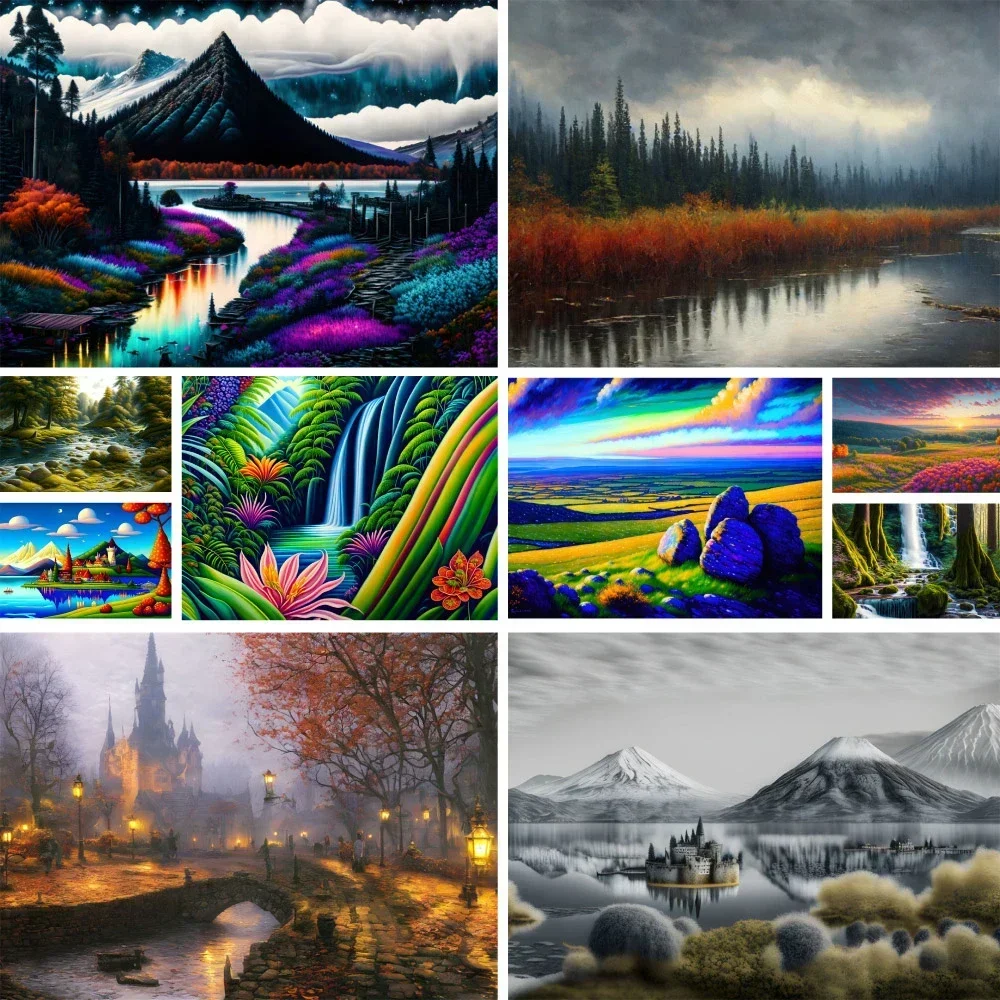 

817902 Landscape Fantasy Nature Paint By Numbers For Adults DIY Crafts Supplies For Adults Home Decor Mother's Gift