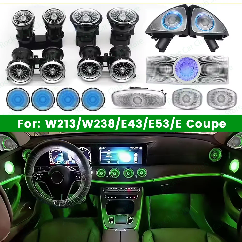 

For Mercedes Benz 64 Colour LED Ambient Light W213 W238 E53 E63 Coupe Car Air Vents 3D 4D Rotate Tweeter Speaker Decorative Lamp