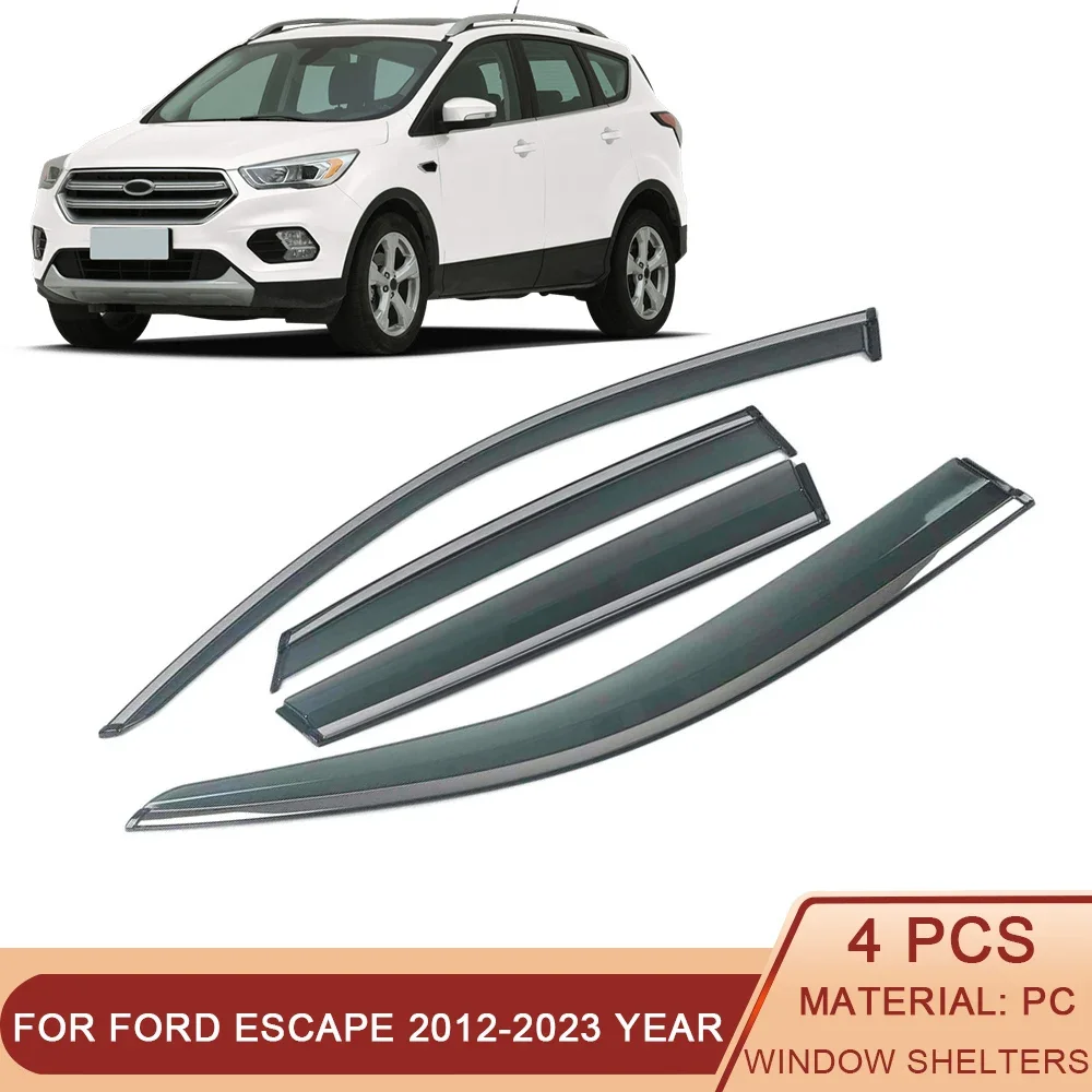 For FORD Kuga Escape 2012-2023 Car Window Sun Rain Shade Visors Shield Shelter Protector Cover Trim Frame Sticker Accessories