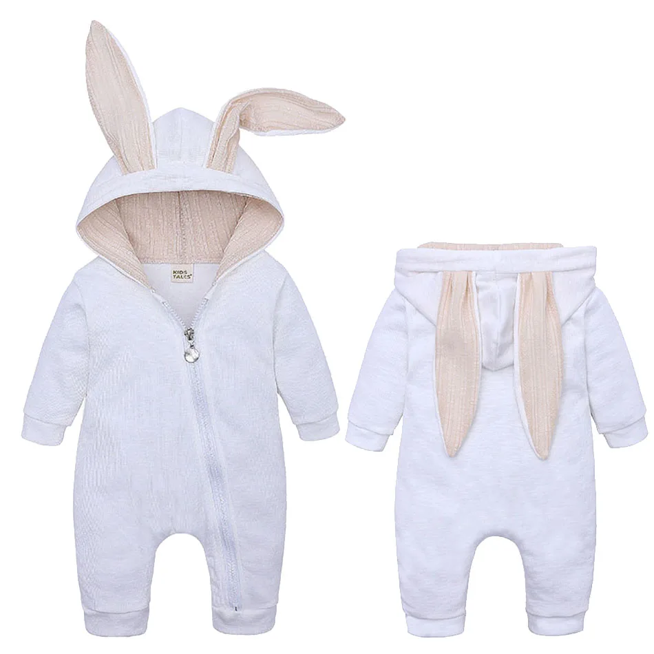 

Baby Boys Girls Outfit Infant Easter One Piece Unisex Footless Jumpsuit Toddler Autumn Bunny Ear Clothes Hooded Zipper Sleeper