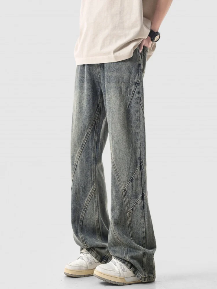 

Мужские летние тонкие джинсы прямого кроя в стиле ретро, свободные повседневные брюки в уличном стиле, модные, износостойкие, молодежные, популярные