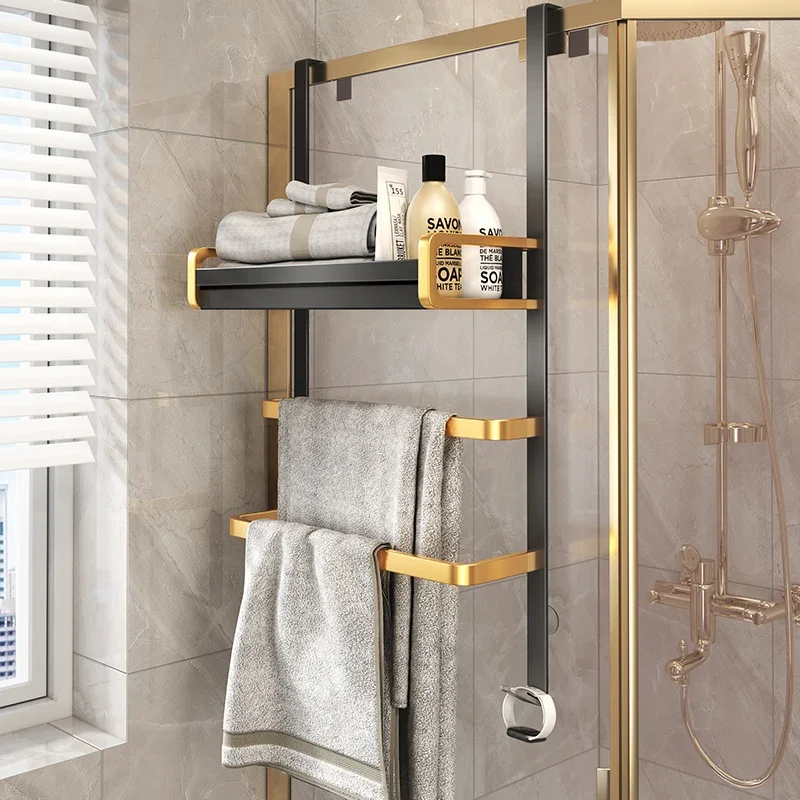 Bathroom Towel Rack, Simple Home Shelf, No Punching Required, Multifunctional Hanging Storage, Space-Saving Design