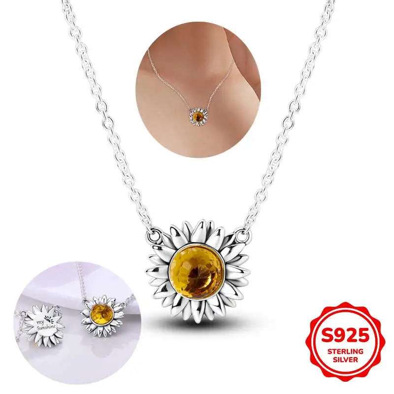 

The new 925 sterling silver classic sunflower necklace is suitable for all women to wear and is the first choice for gift giving
